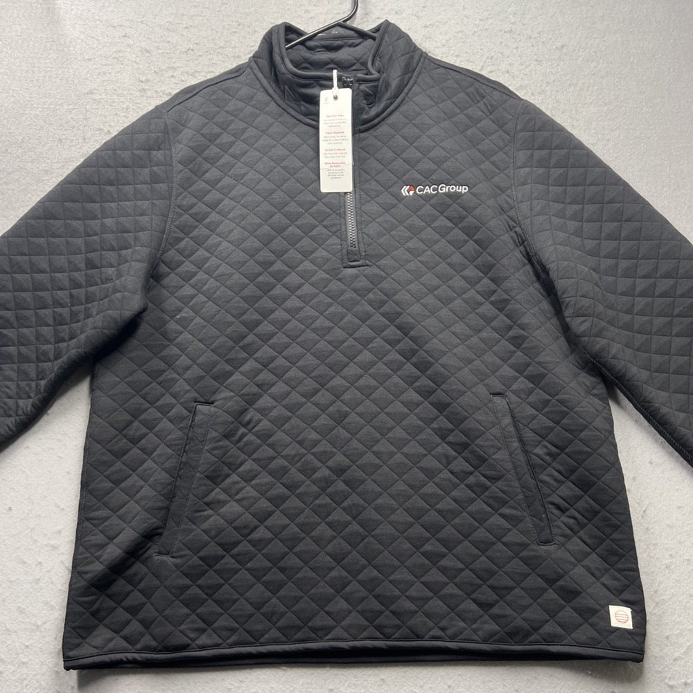 Marine Layer Corbet Quilted Pullover Men 1/4 Zip Golf Pullover Black Heather XL